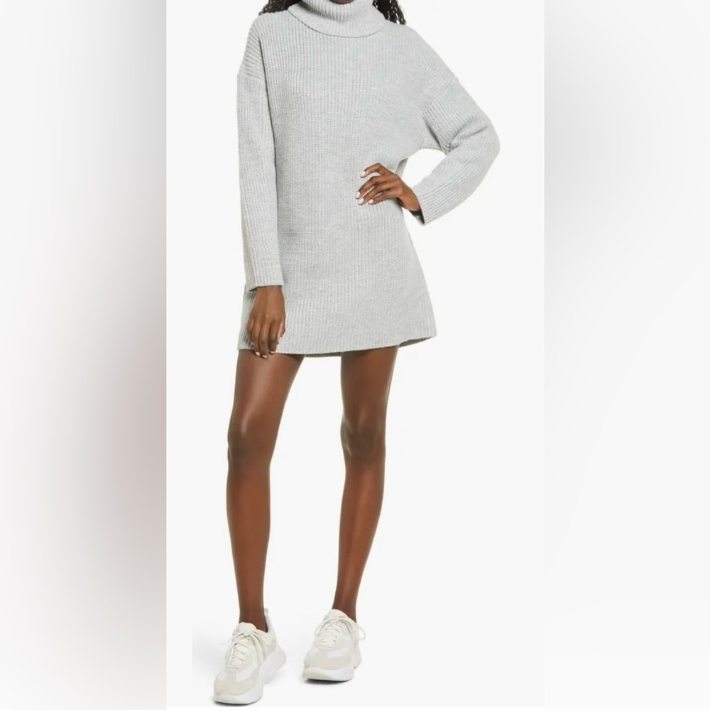 Wayf Gray Culver Turtleneck Sweater Dress - Size S